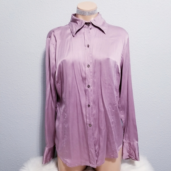 Soft Surroundings Tops - Soft Surroundings silk shimmer long sleeve shirt top blouse MEDIUM